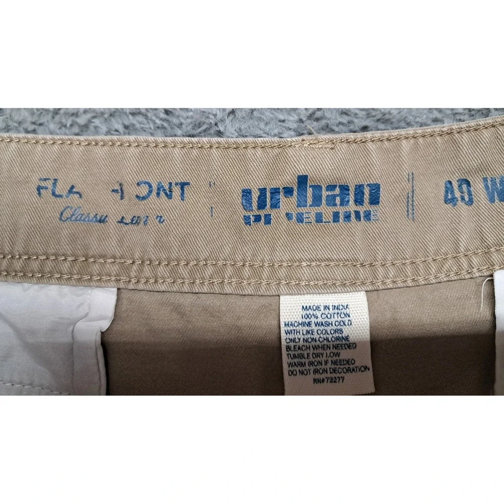 Urban Pipeline Shorts Mens 40 W Khaki Chino Hiking Flat Front Classic Length